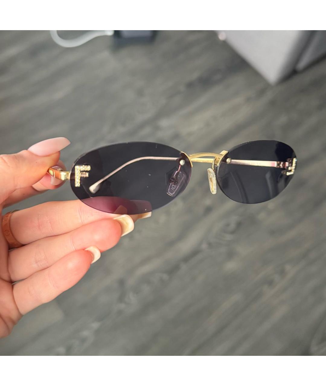 FENDI Черные металлические солнцезащитные очки, фото 5