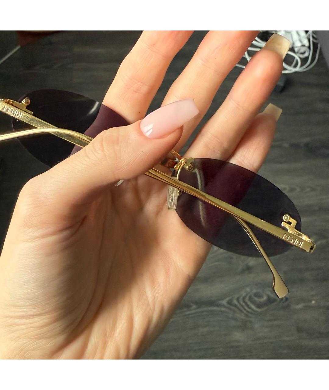 FENDI Черные металлические солнцезащитные очки, фото 3
