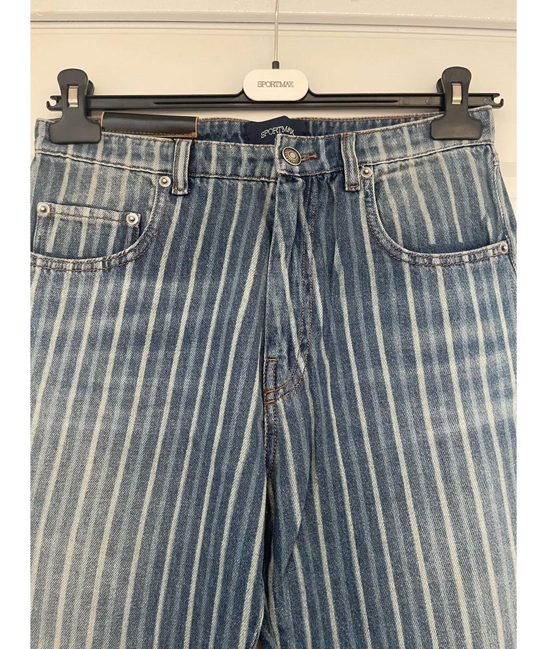 SPORTMAX Синие хлопковые прямые джинсы, фото 4