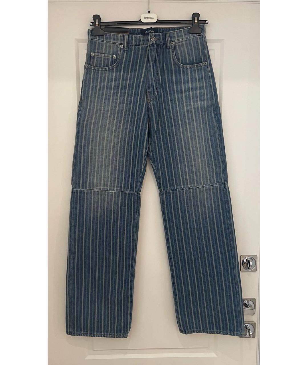 SPORTMAX Синие хлопковые прямые джинсы, фото 7