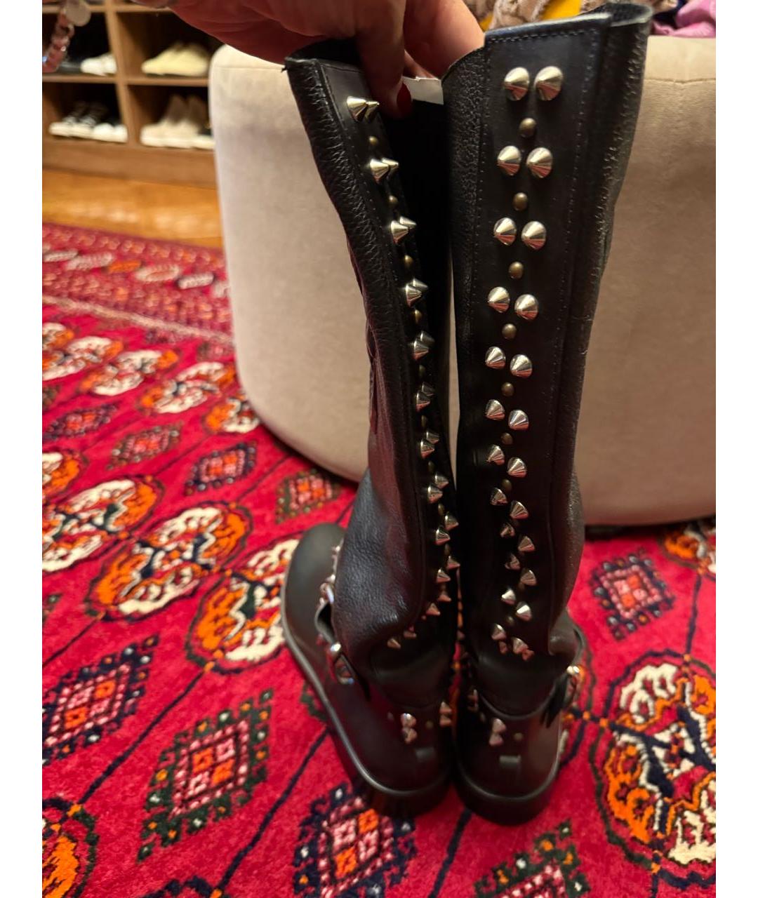 PHILIPP PLEIN Черные кожаные сапоги, фото 3