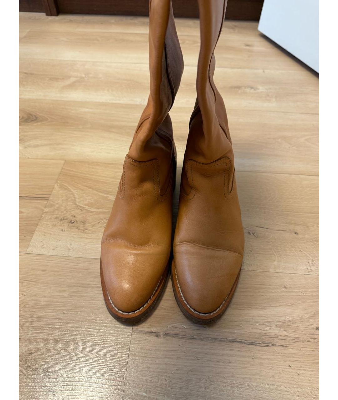 CELINE Горчичные кожаные сапоги, фото 2