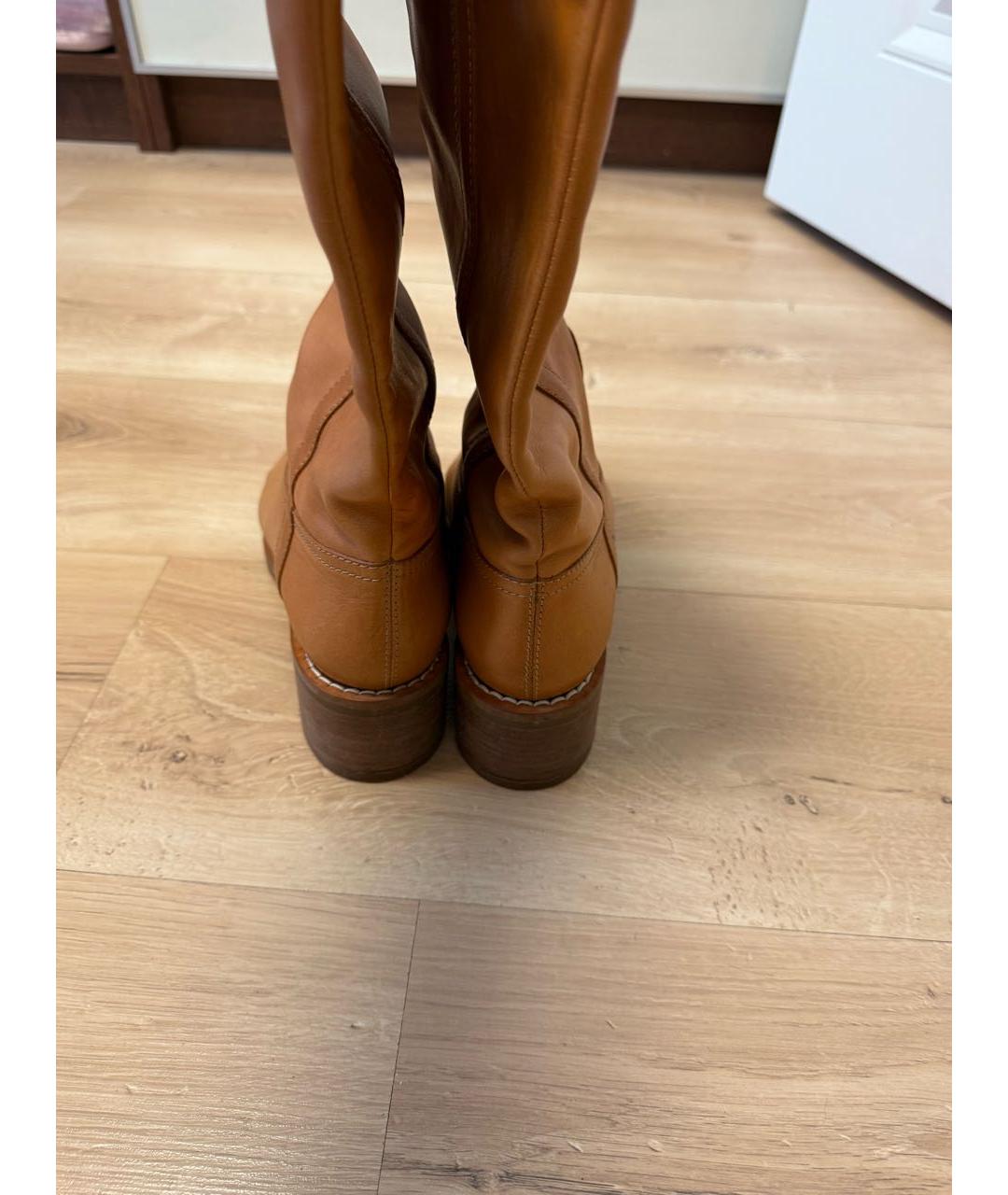 CELINE Горчичные кожаные сапоги, фото 4
