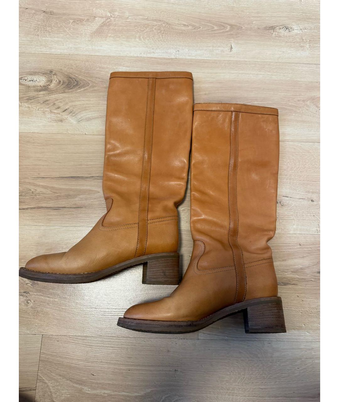 CELINE Горчичные кожаные сапоги, фото 5