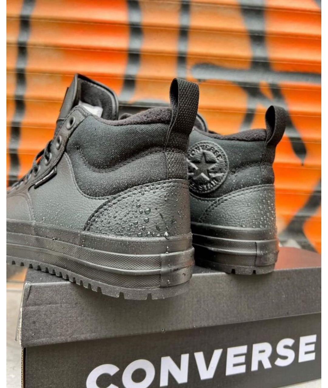 CONVERSE Черные кожаные высокие кроссовки / кеды, фото 8