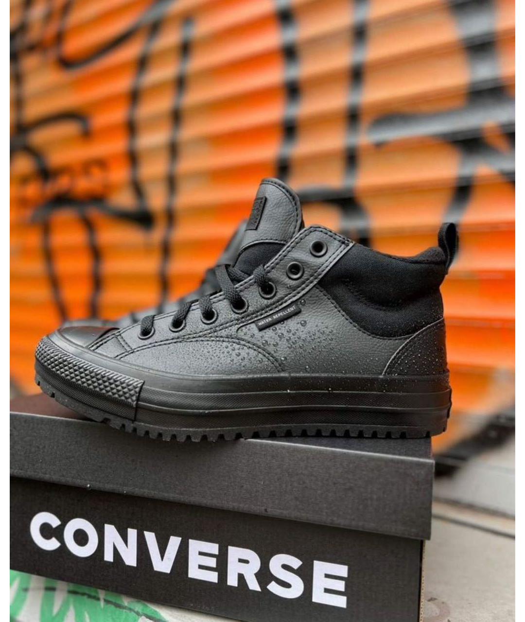 CONVERSE Черные кожаные высокие кроссовки / кеды, фото 6