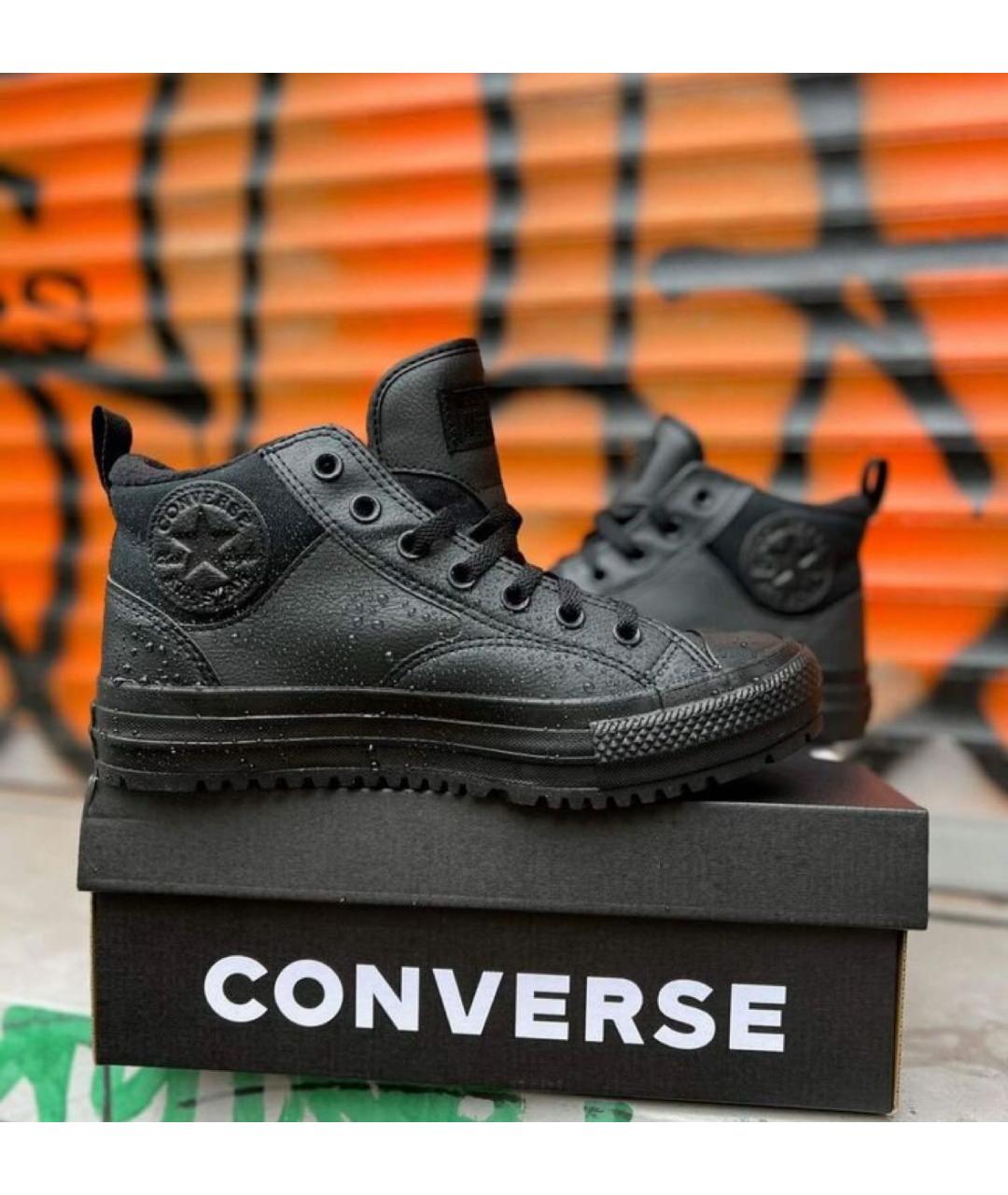 CONVERSE Черные кожаные высокие кроссовки / кеды, фото 5