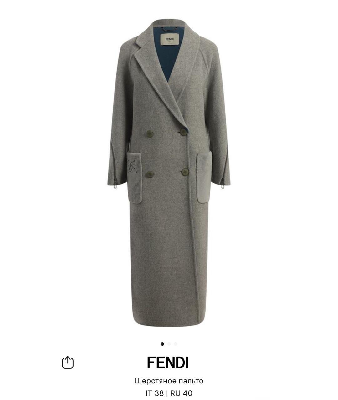 FENDI Серое меховое пальто, фото 4