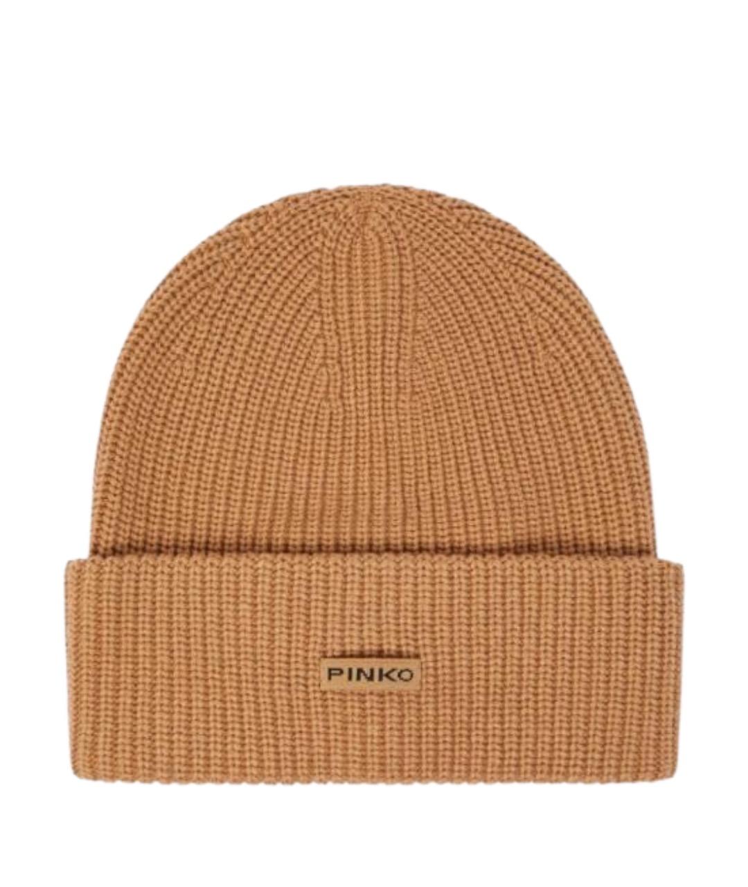 PINKO Коричневая шерстяная шапка, фото 1