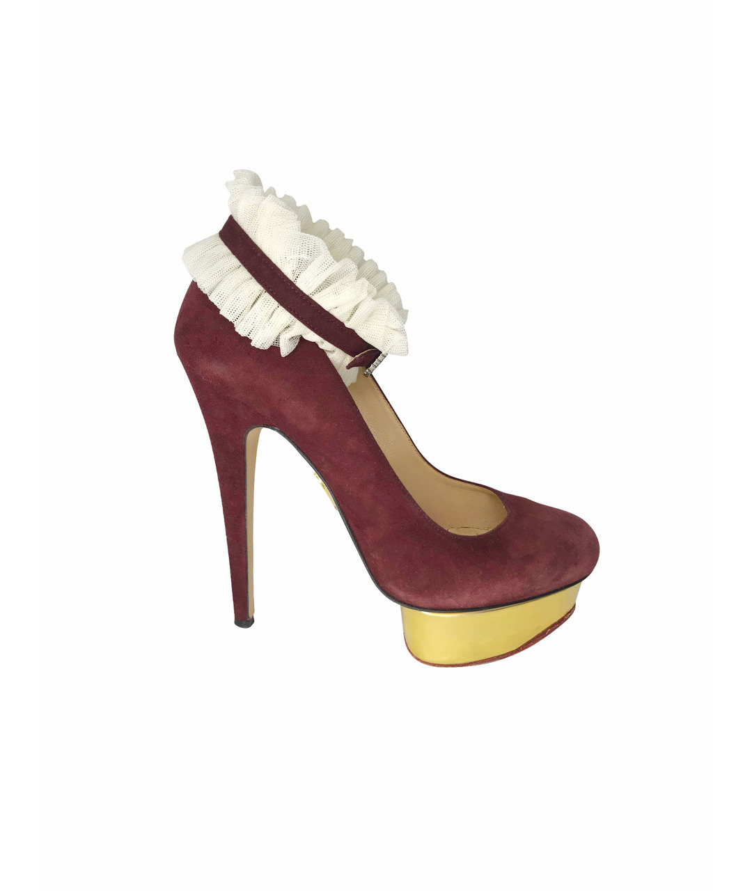 CHARLOTTE OLYMPIA Бордовые замшевые туфли, фото 1