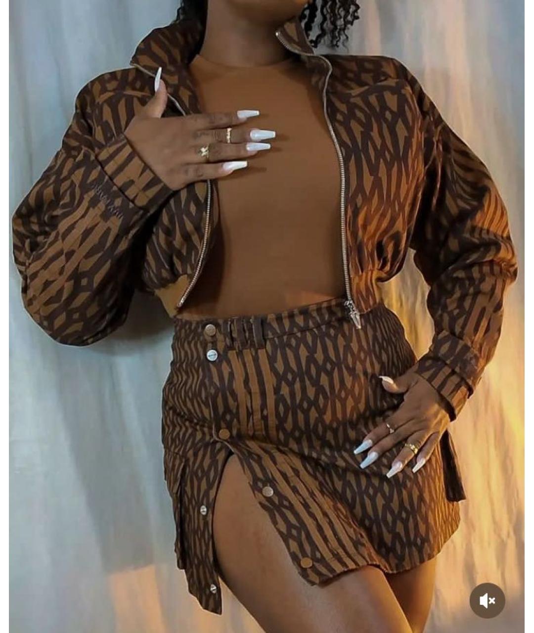 ADIDAS Коричневый хлопковый костюм с юбками, фото 4