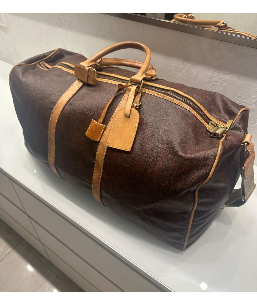 ETRO Коричневая кожаная дорожная/спортивная сумка, фото 2