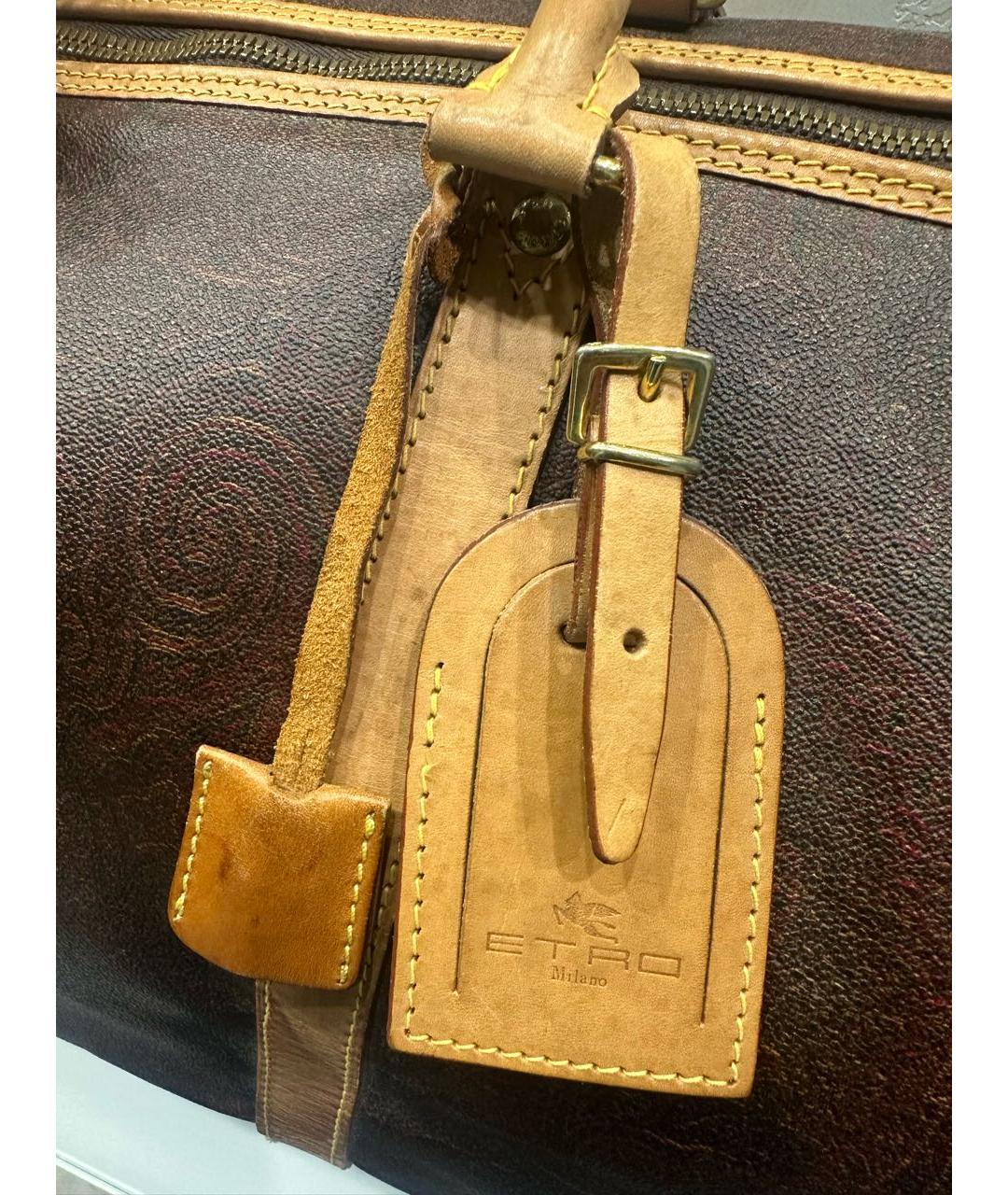 ETRO Коричневая кожаная дорожная/спортивная сумка, фото 4