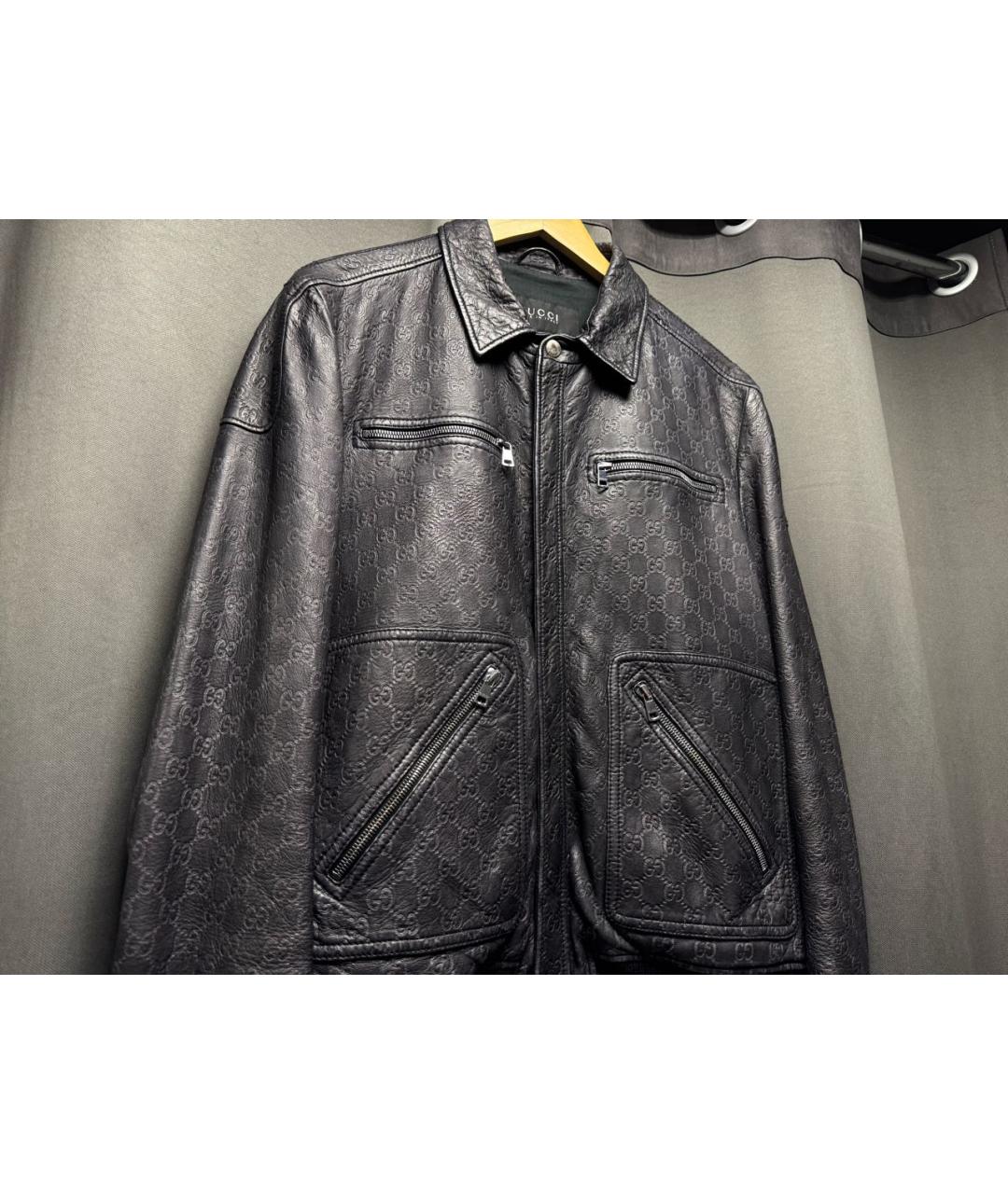 GUCCI Черная кожаная куртка, фото 3