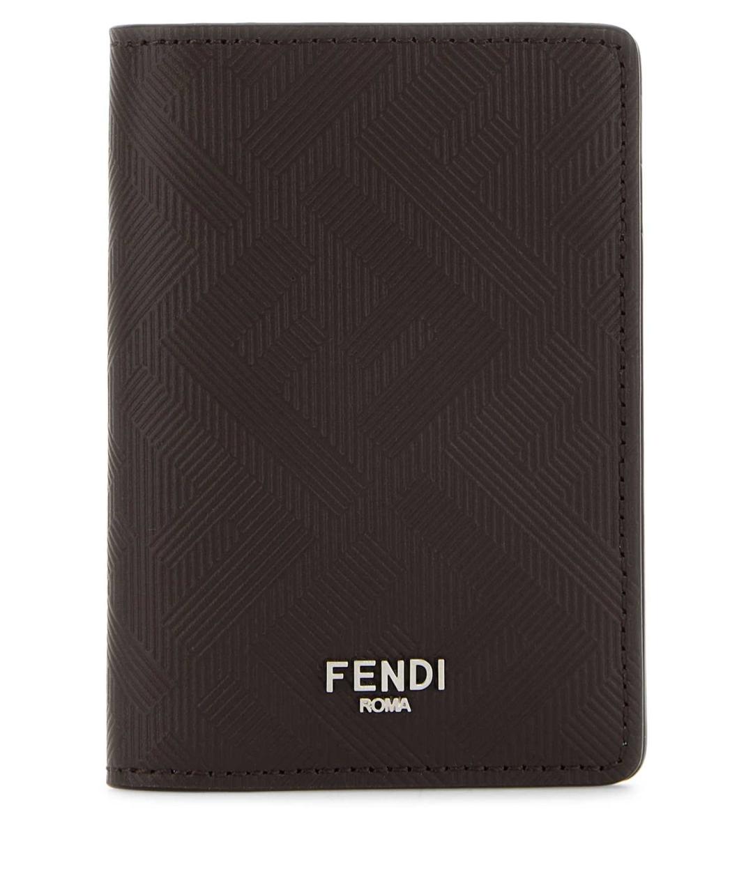 FENDI Коричневый кожаный кардхолдер, фото 1
