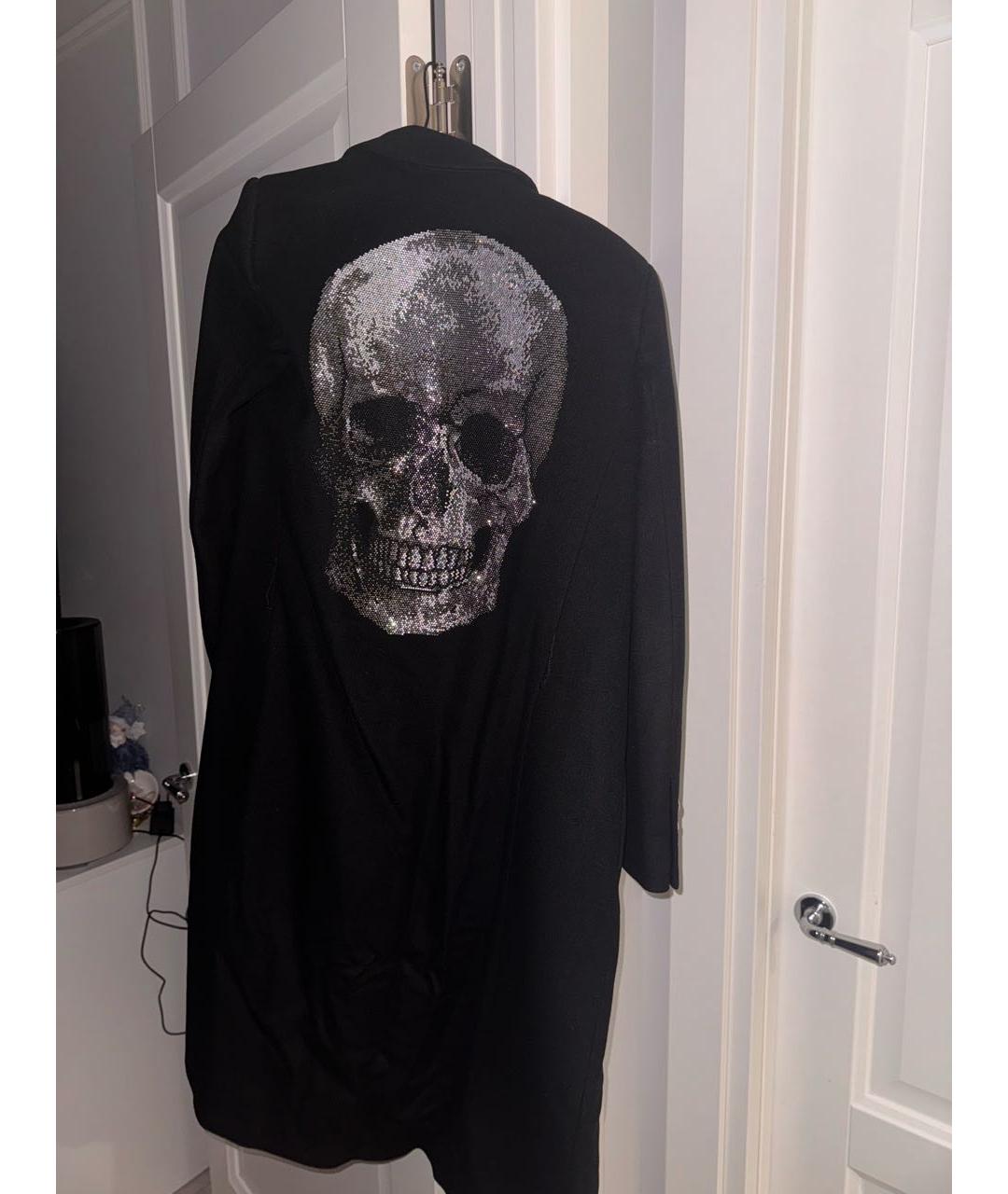 PHILIPP PLEIN Черное шерстяное пальто, фото 2