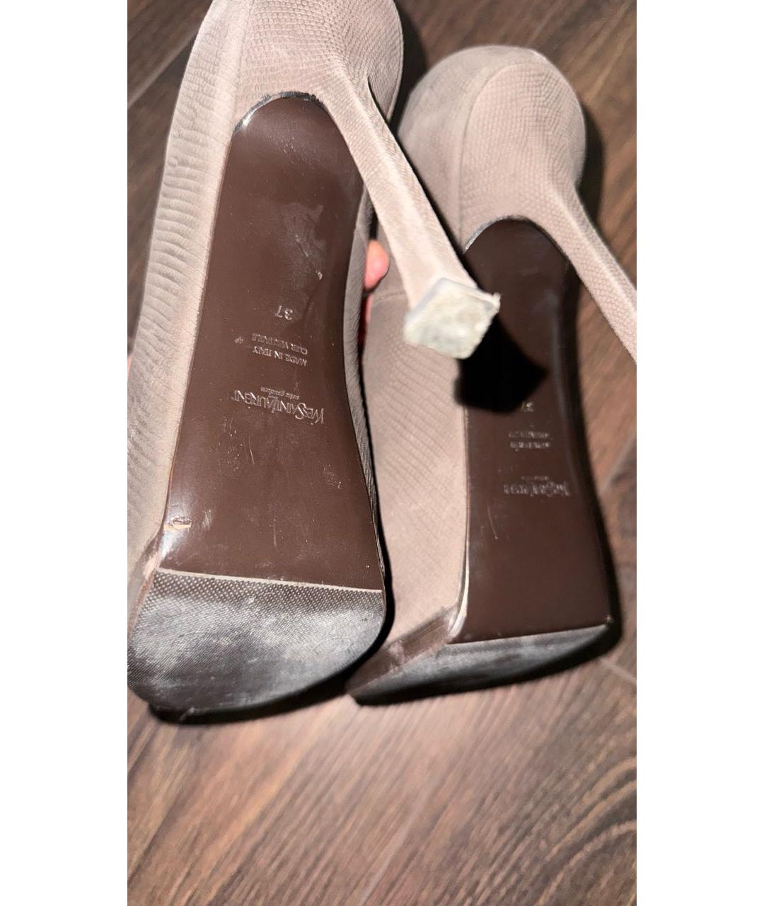 SAINT LAURENT Коричневые нубуковые туфли, фото 6