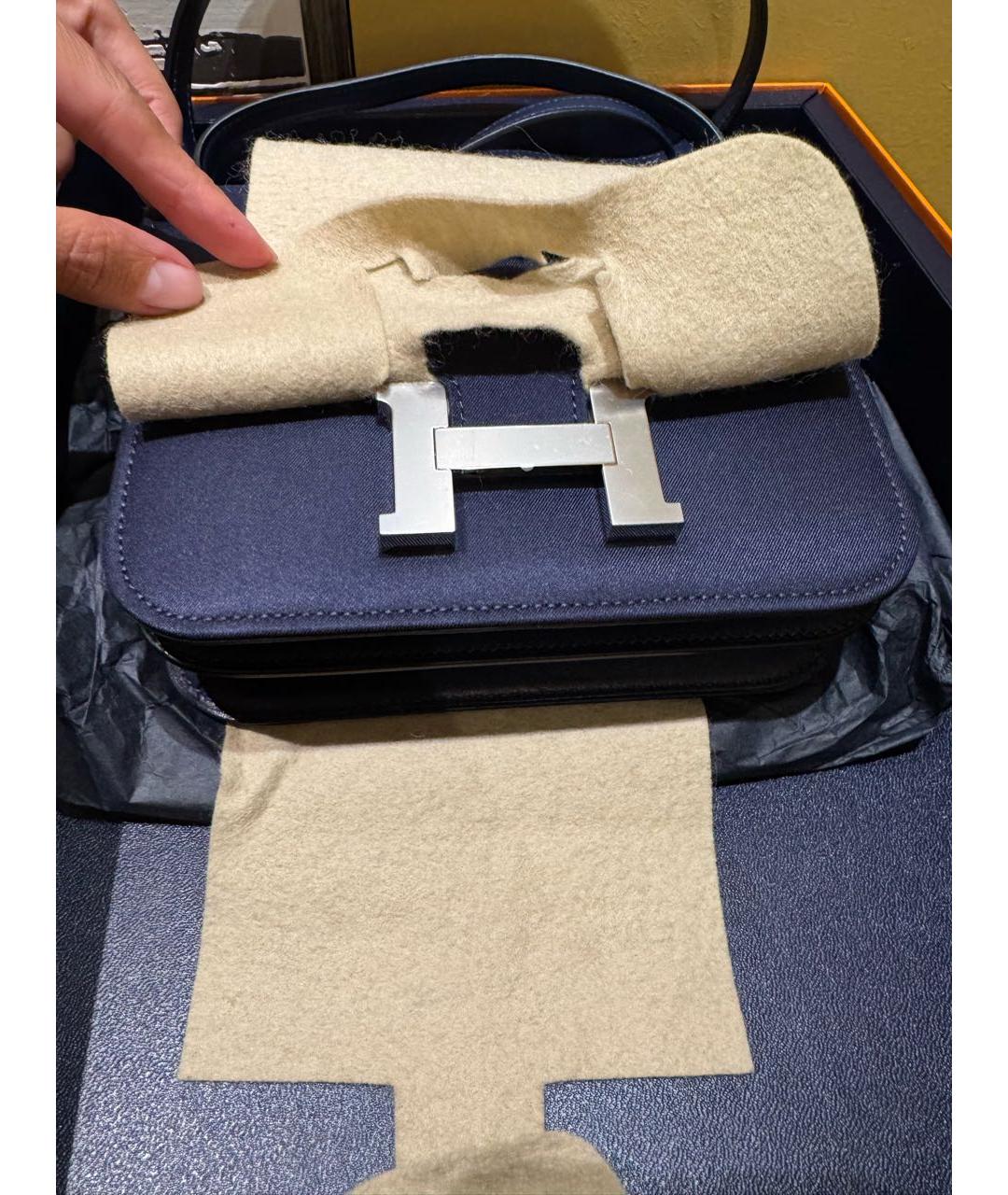 HERMES Синяя тканевая сумка через плечо, фото 2