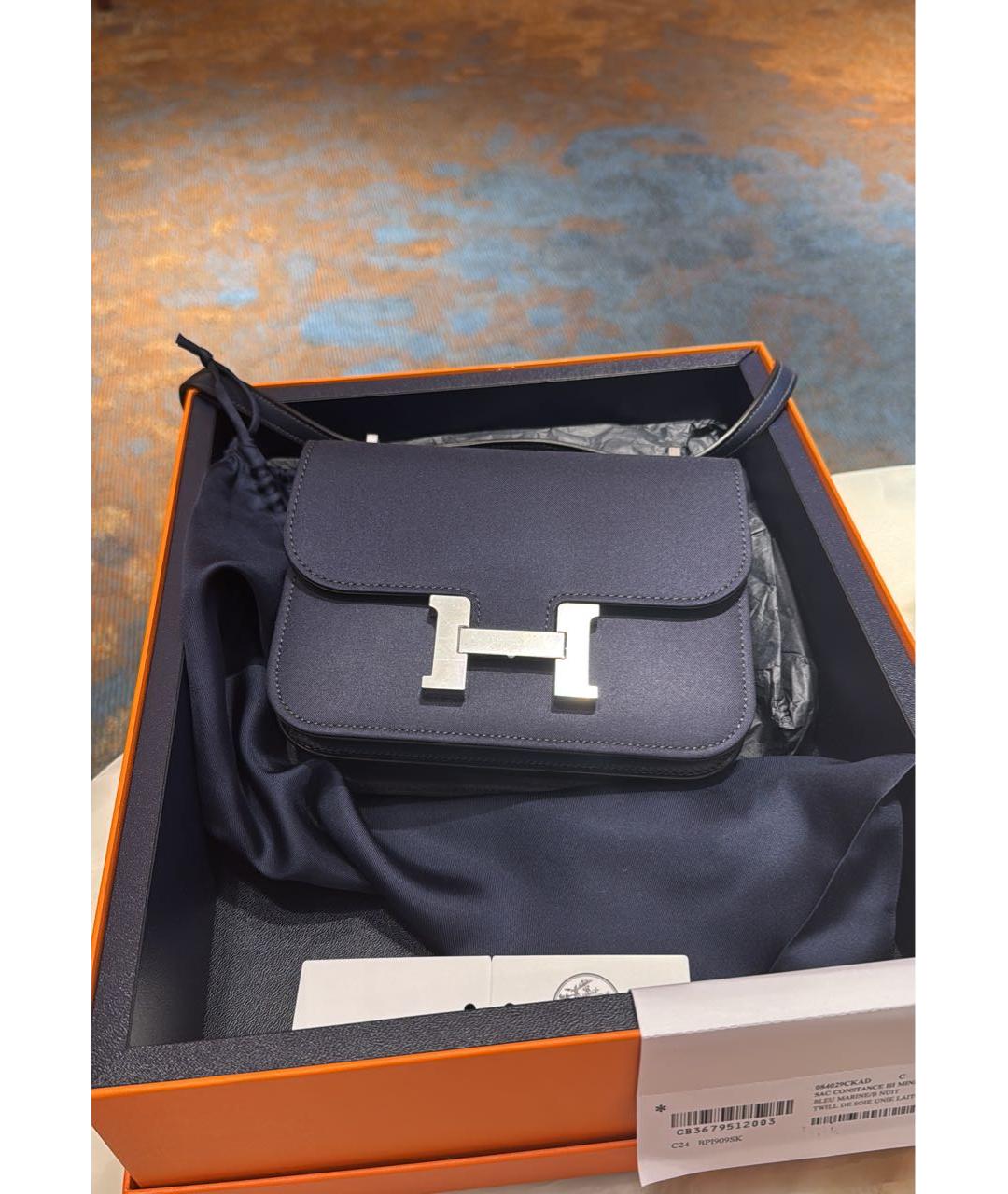HERMES Синяя тканевая сумка через плечо, фото 4