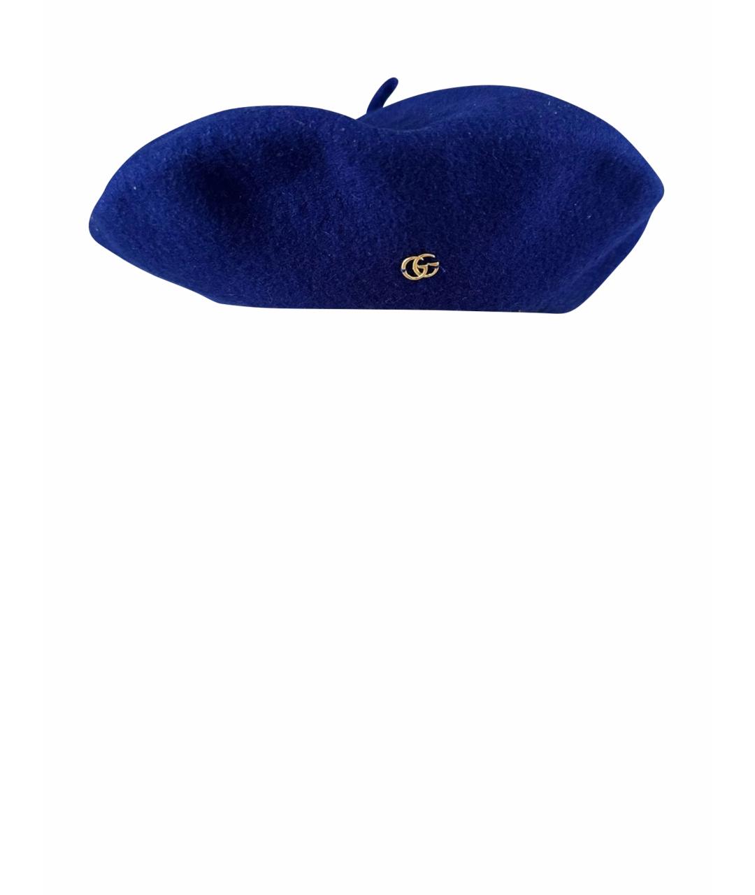 GUCCI Синяя шерстяная шапка, фото 1
