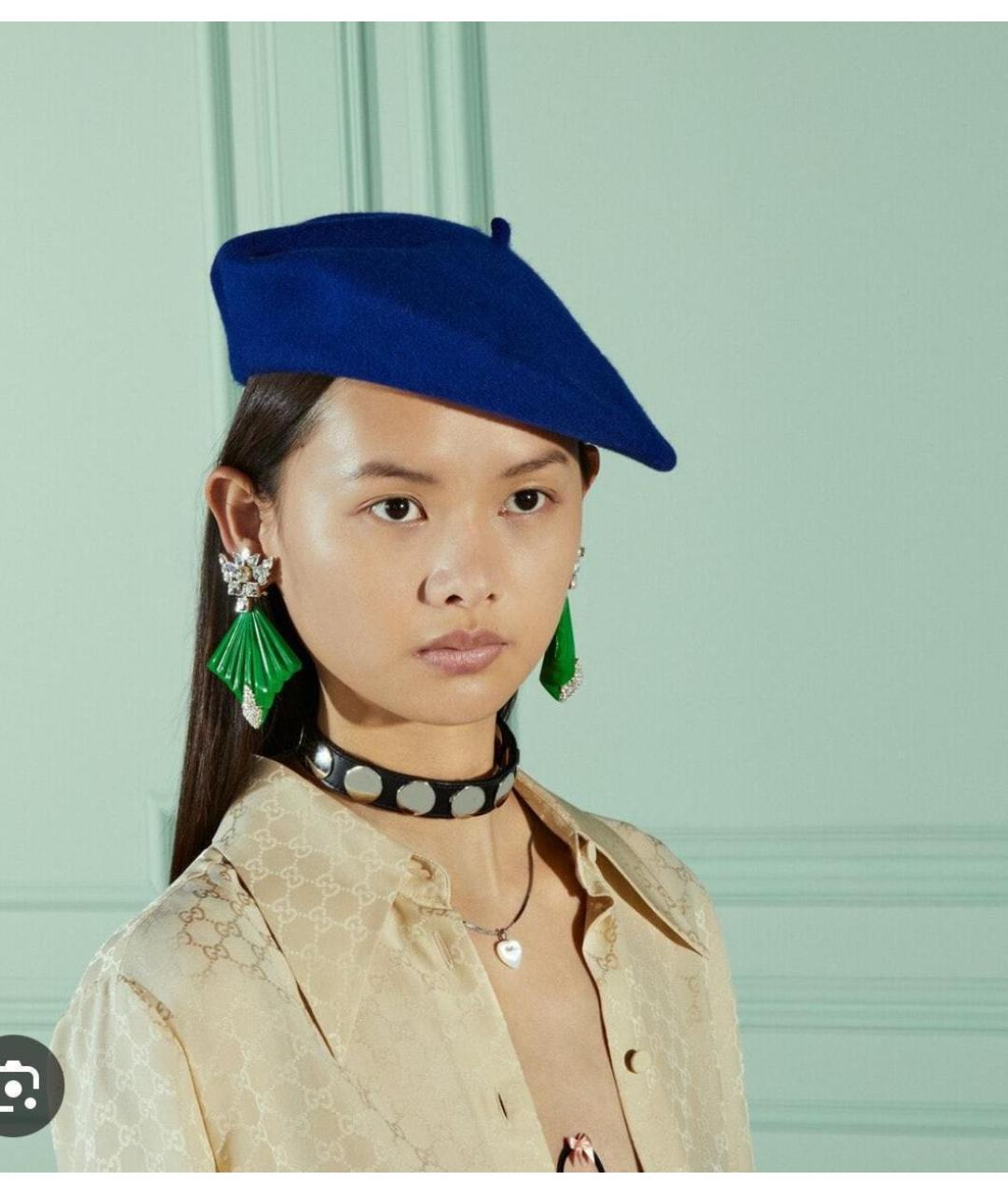 GUCCI Синяя шерстяная шапка, фото 5