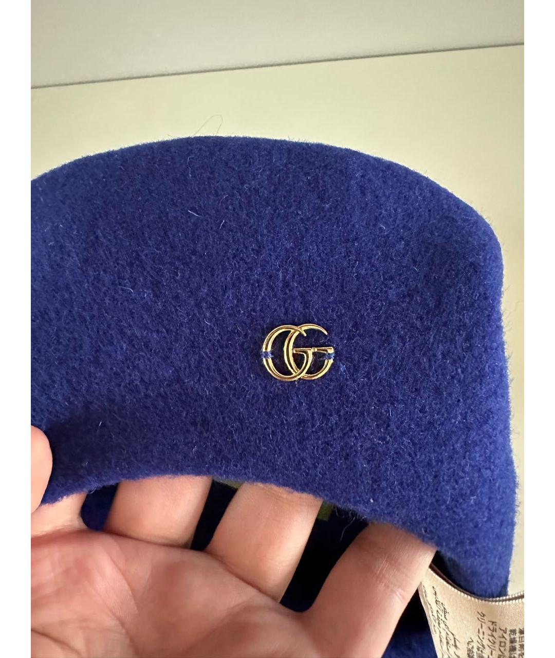 GUCCI Синяя шерстяная шапка, фото 3