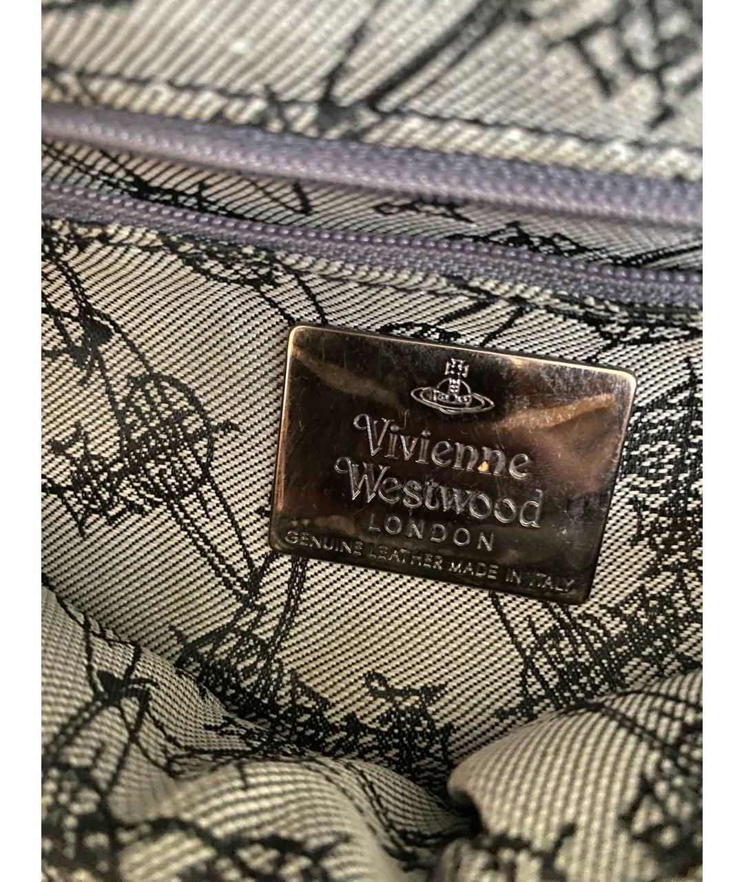 VIVIENNE WESTWOOD Коричневая кожаная сумка с короткими ручками, фото 5