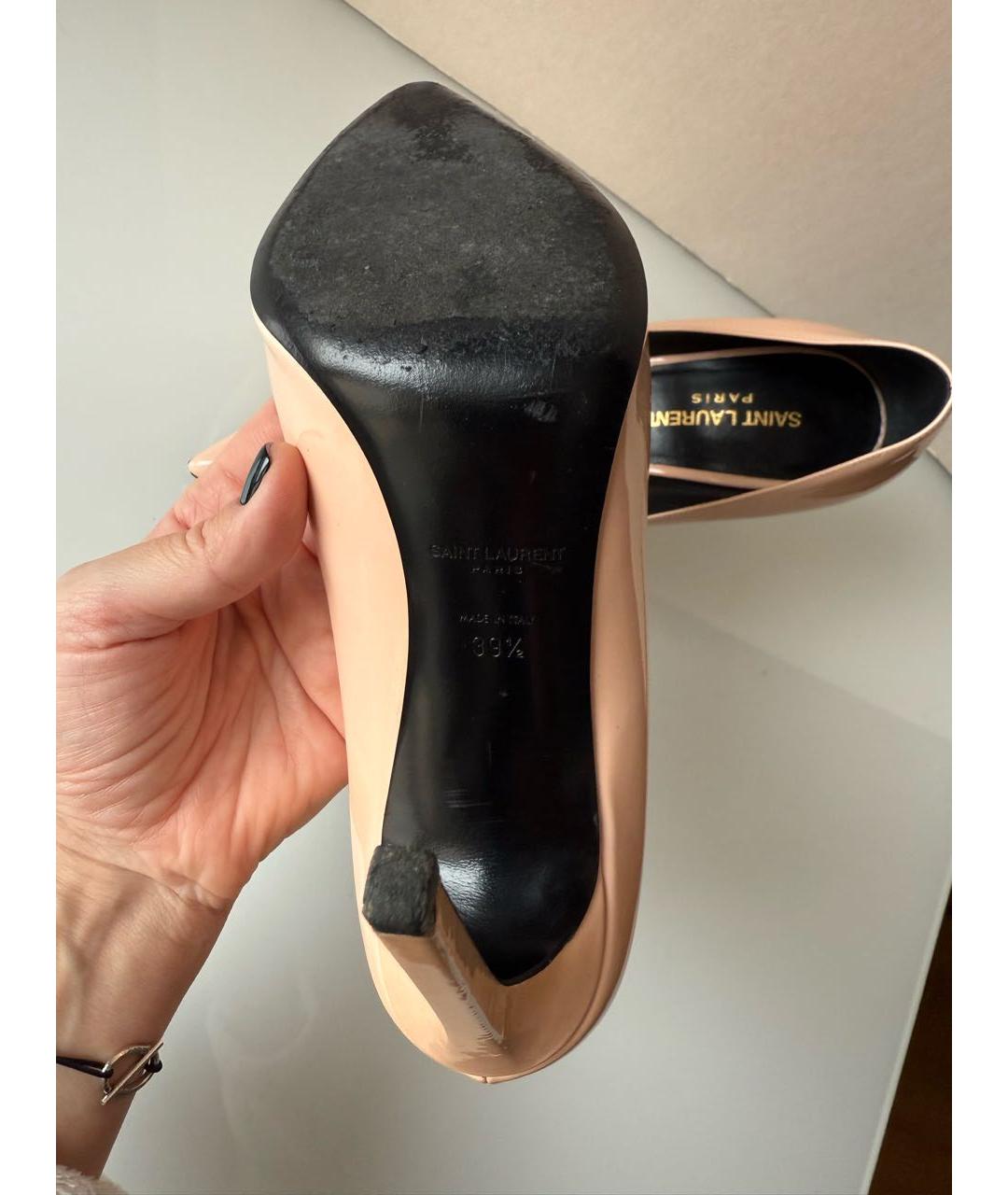 SAINT LAURENT Розовые туфли из лакированной кожи, фото 8