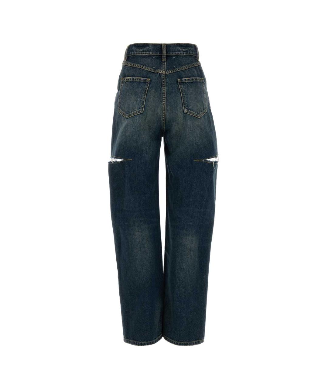MAISON MARGIELA Синие хлопковые прямые брюки, фото 2