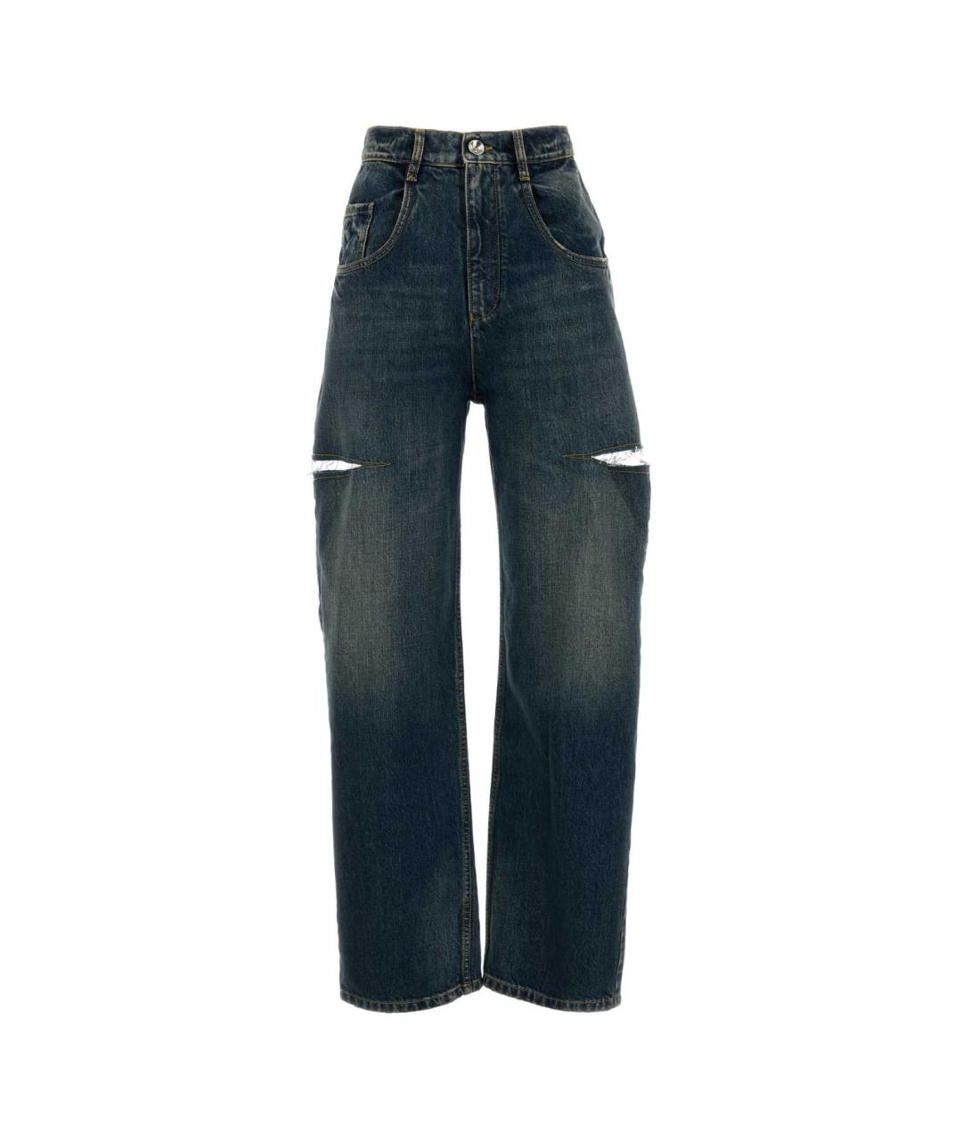 MAISON MARGIELA Синие хлопковые прямые брюки, фото 1