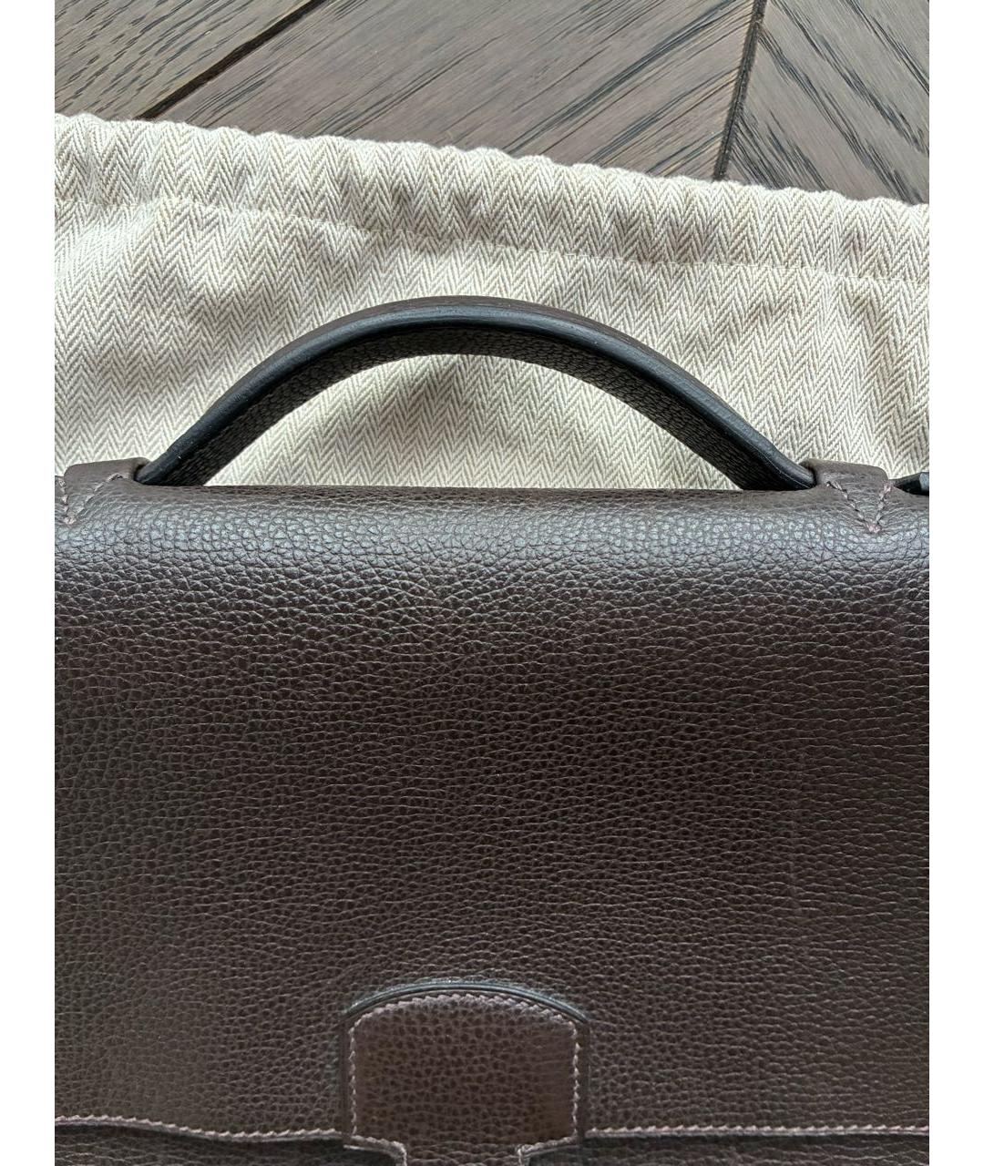 HERMES Коричневый кожаный портфель, фото 2