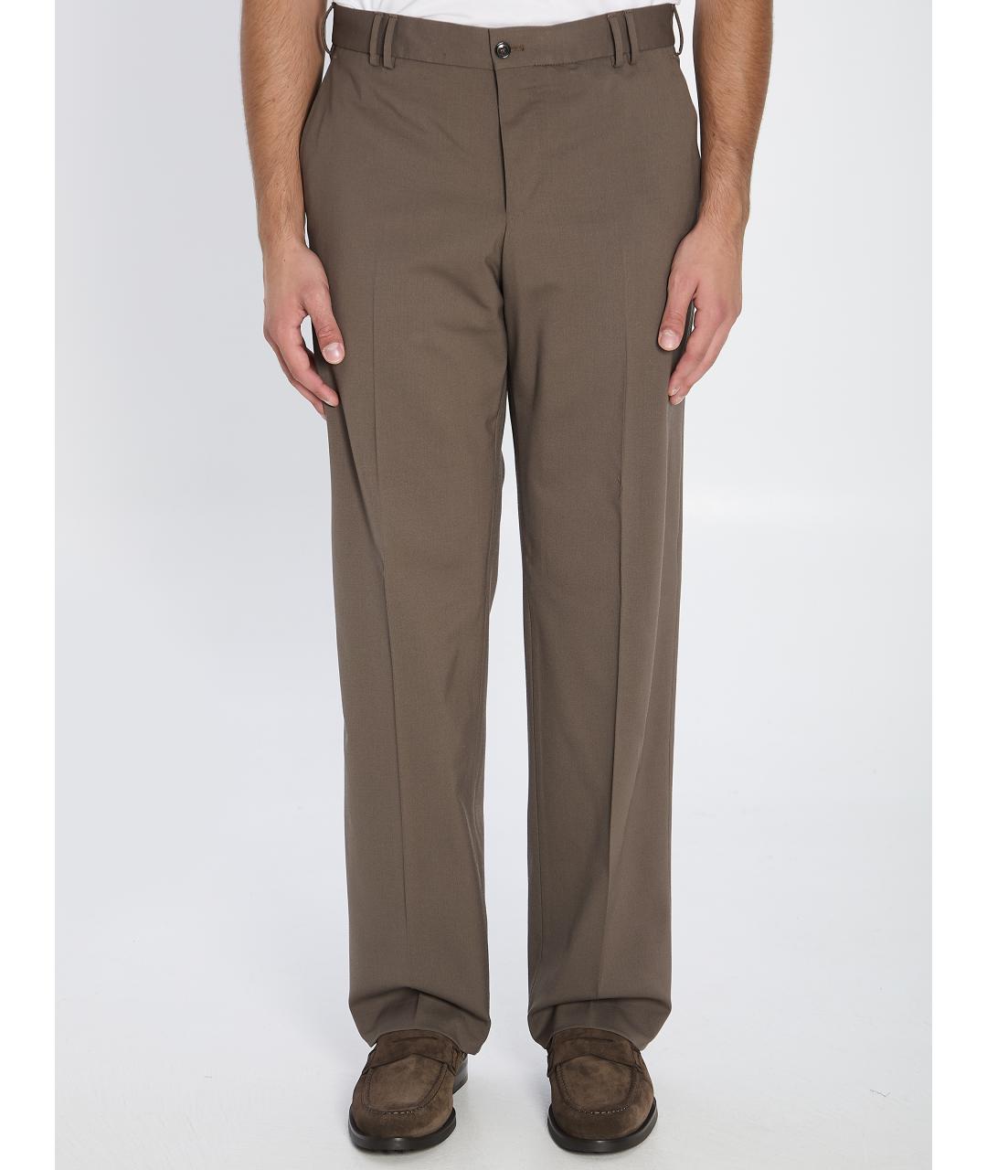 PT TORINO Коричневые шерстяные повседневные брюки, фото 2