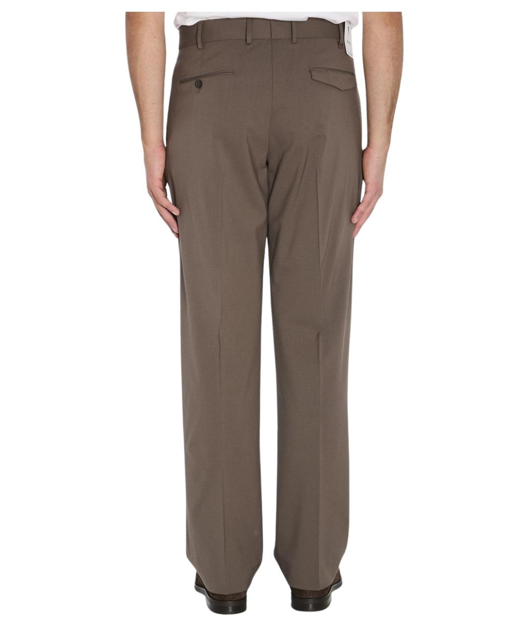 PT TORINO Коричневые шерстяные повседневные брюки, фото 5