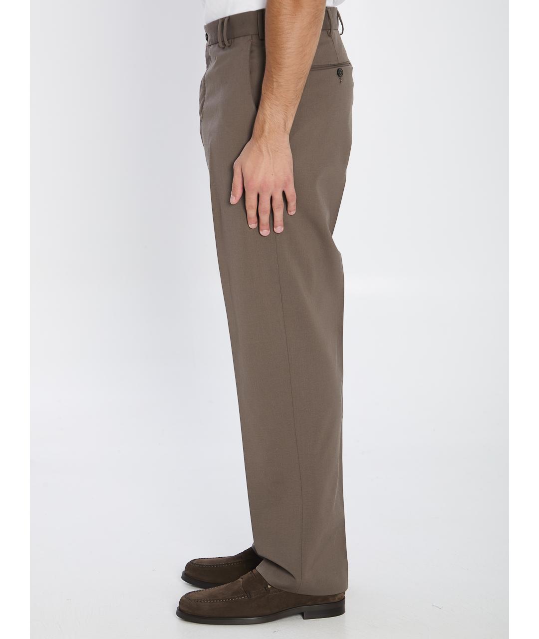 PT TORINO Коричневые шерстяные повседневные брюки, фото 4