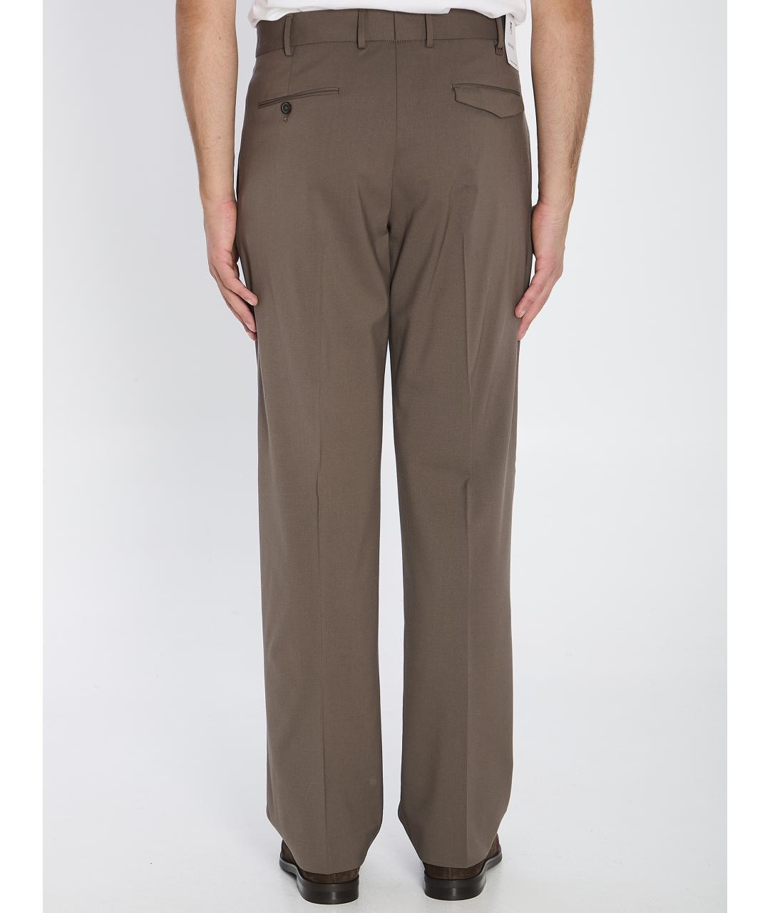 PT TORINO Коричневые шерстяные повседневные брюки, фото 5