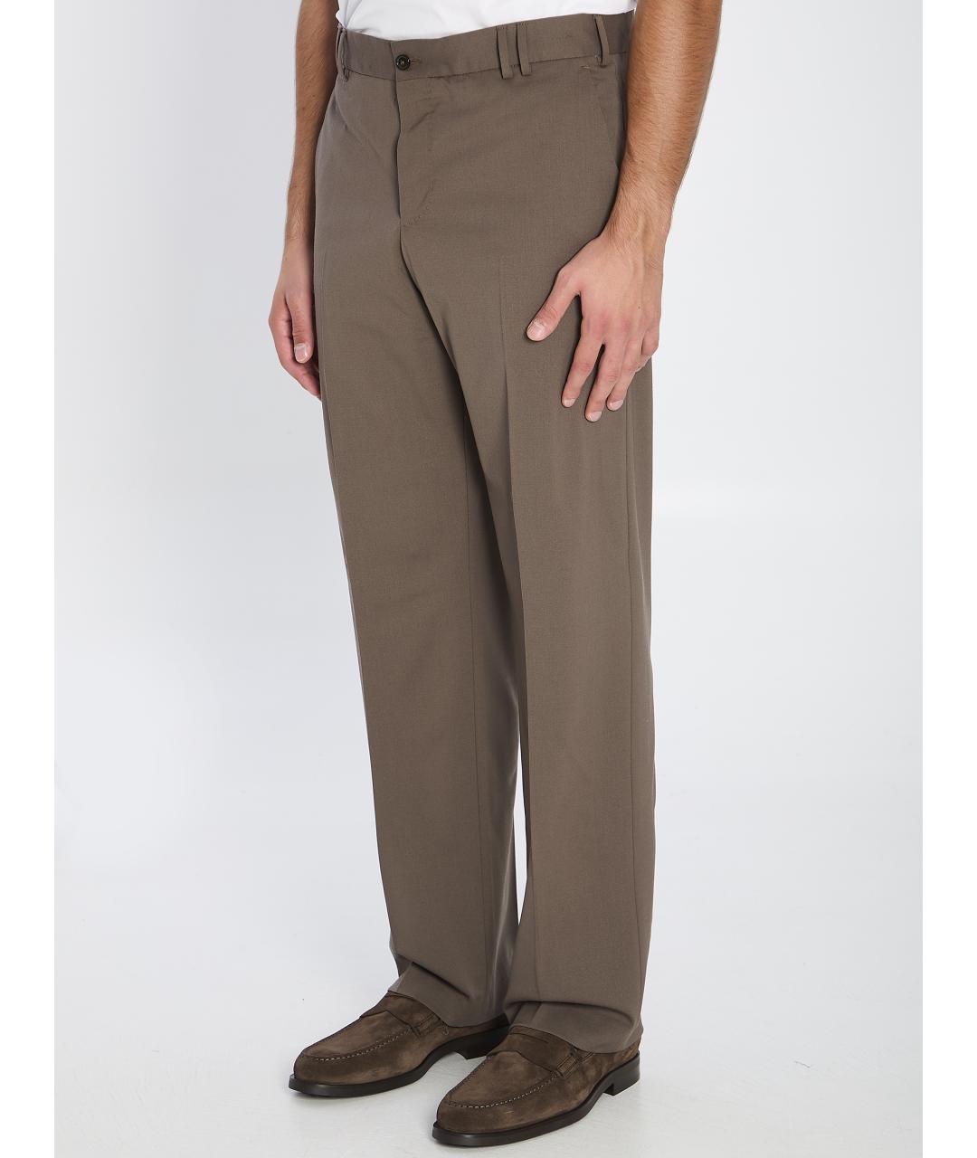 PT TORINO Коричневые шерстяные повседневные брюки, фото 3