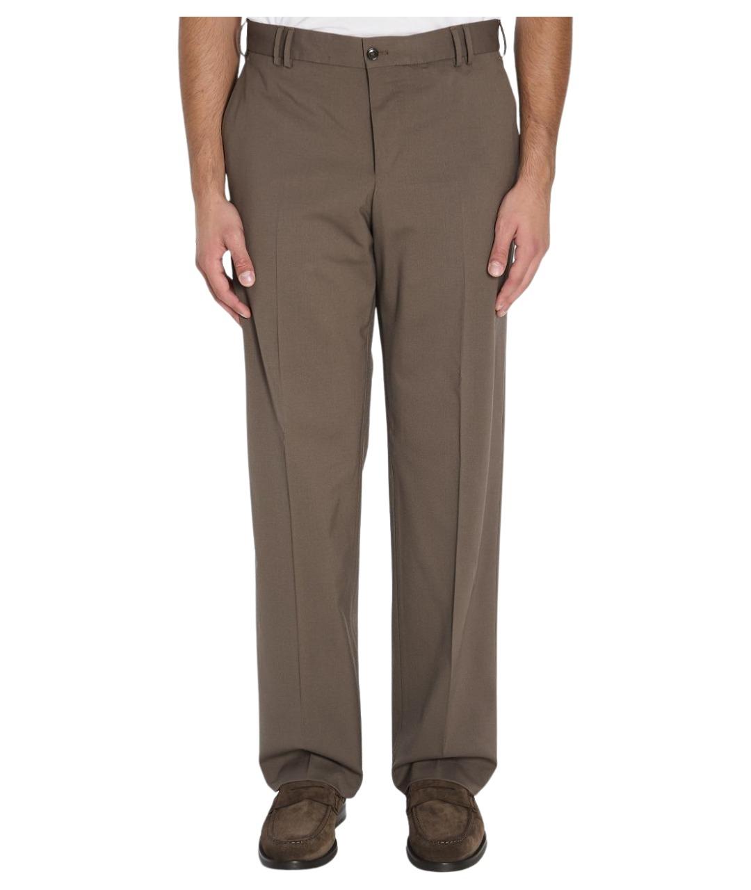 PT TORINO Коричневые шерстяные повседневные брюки, фото 2