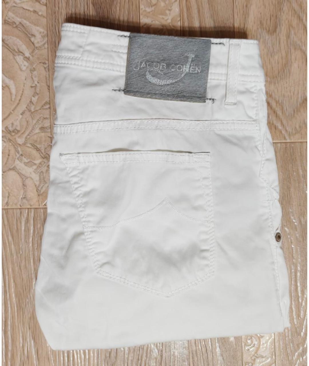 JACOB COHEN Белые хлопко-эластановые прямые джинсы, фото 5