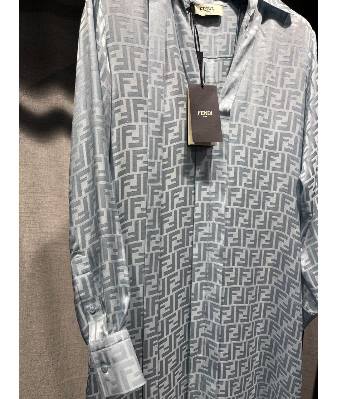 FENDI Голубое шелковое коктейльное платье, фото 8