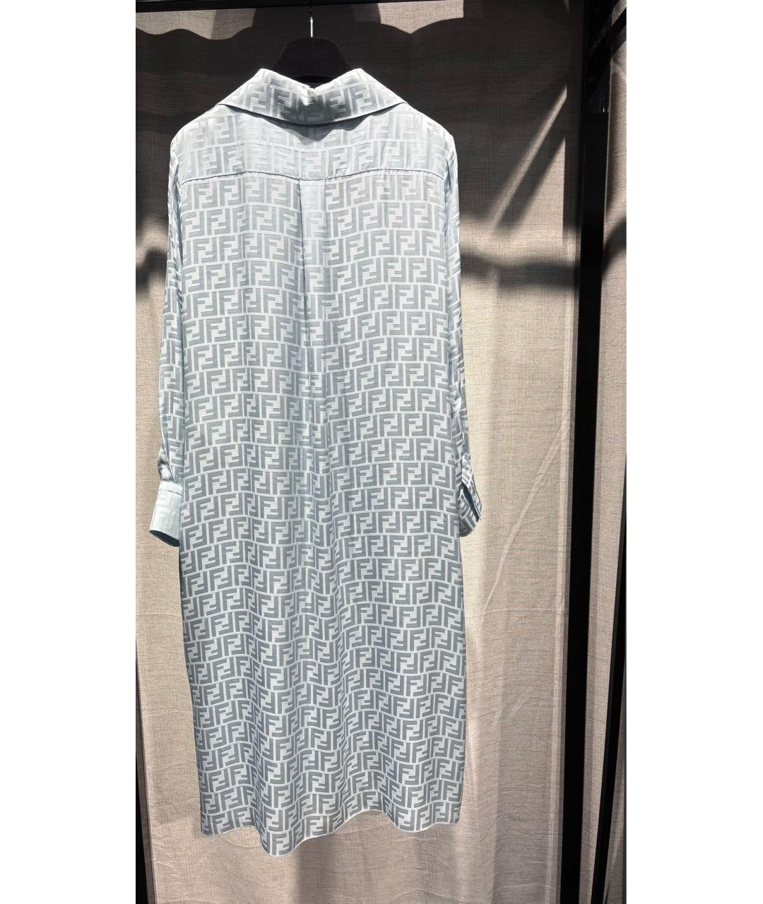 FENDI Голубое шелковое коктейльное платье, фото 2