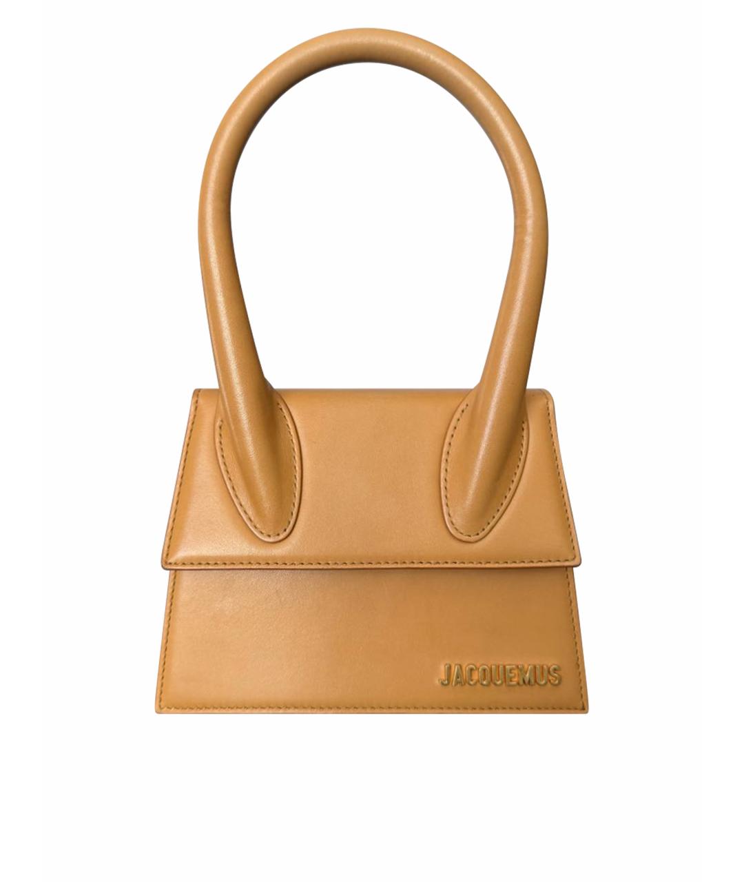 JACQUEMUS Оранжевая кожаная сумка с короткими ручками, фото 1