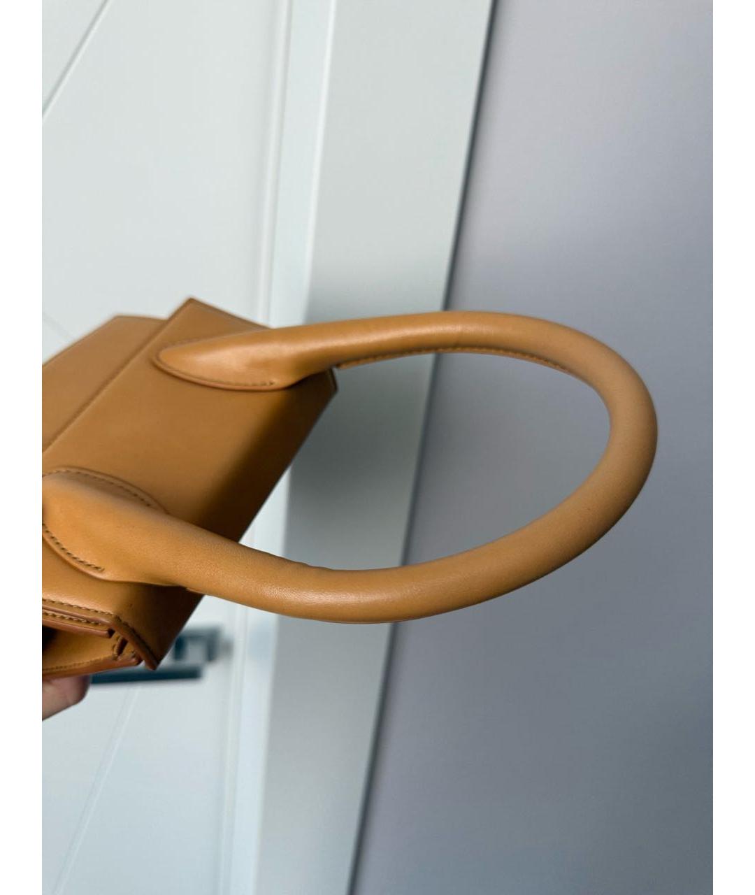 JACQUEMUS Оранжевая кожаная сумка с короткими ручками, фото 7