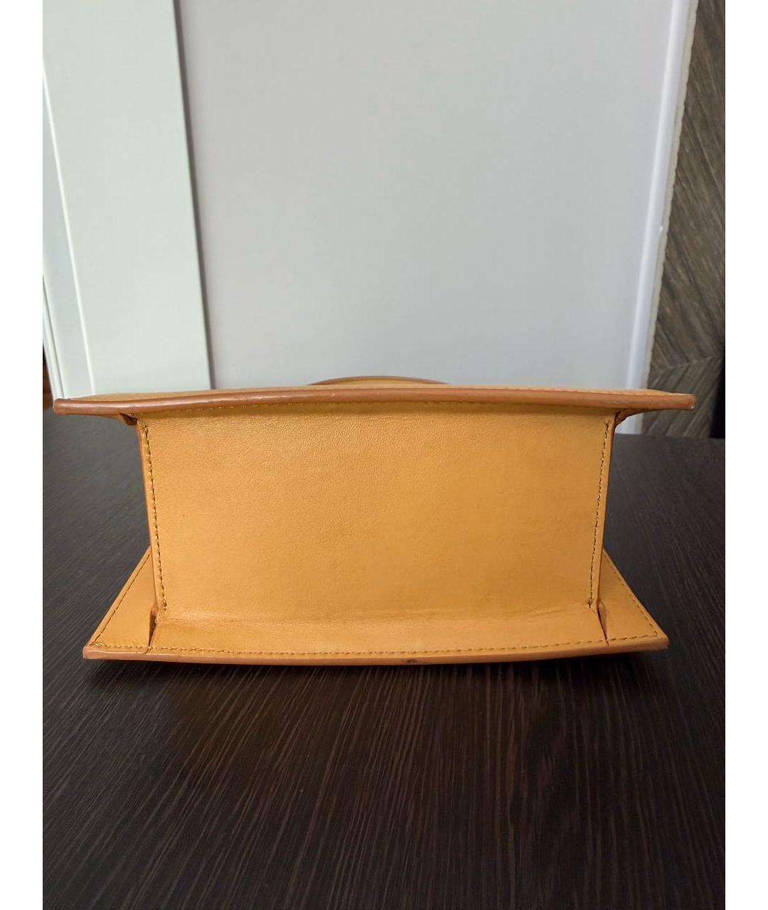 JACQUEMUS Оранжевая кожаная сумка с короткими ручками, фото 4