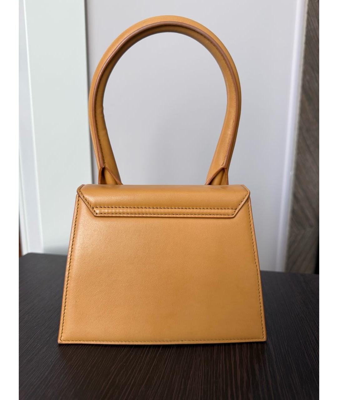 JACQUEMUS Оранжевая кожаная сумка с короткими ручками, фото 2