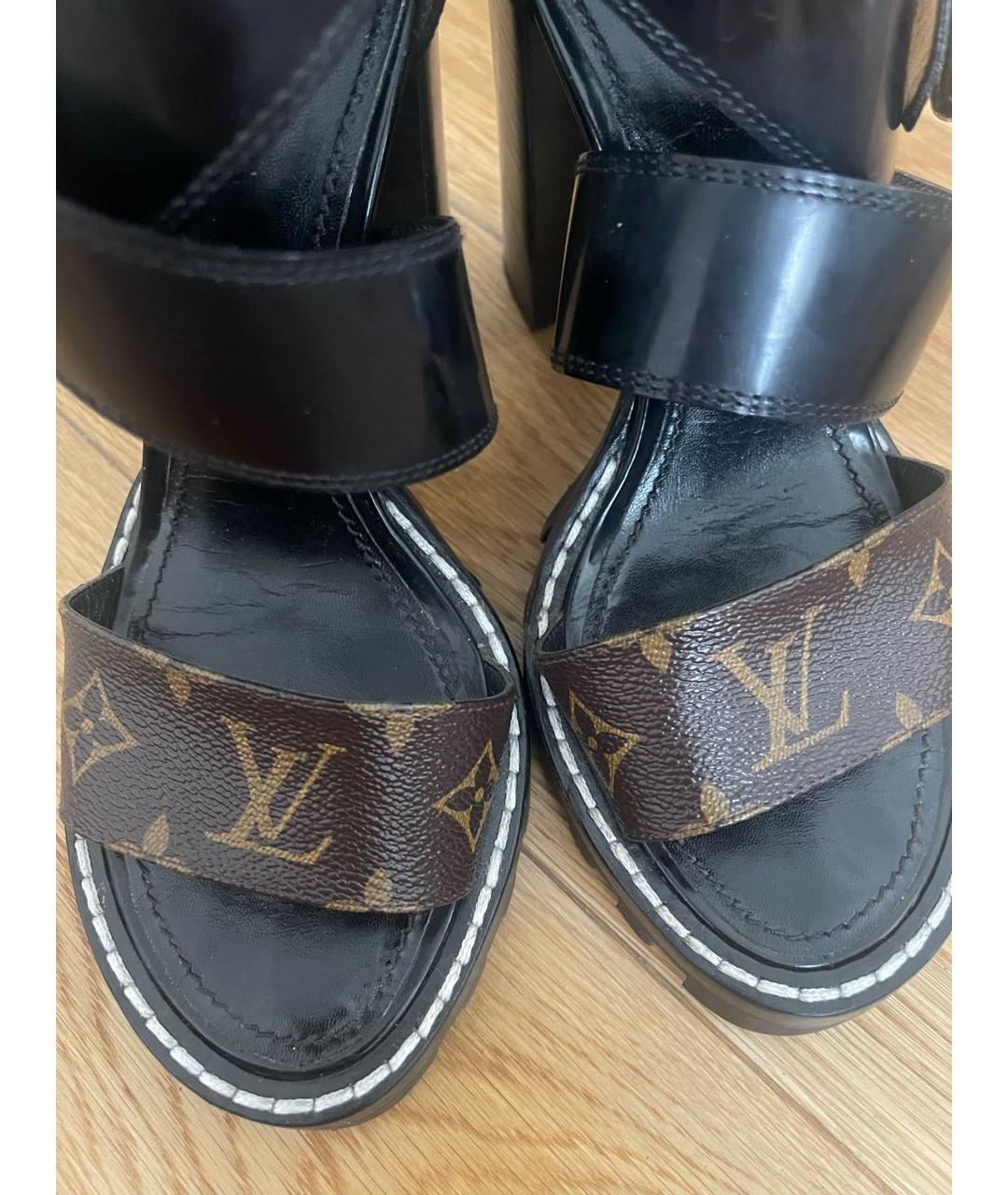 LOUIS VUITTON Черные кожаные босоножки, фото 3