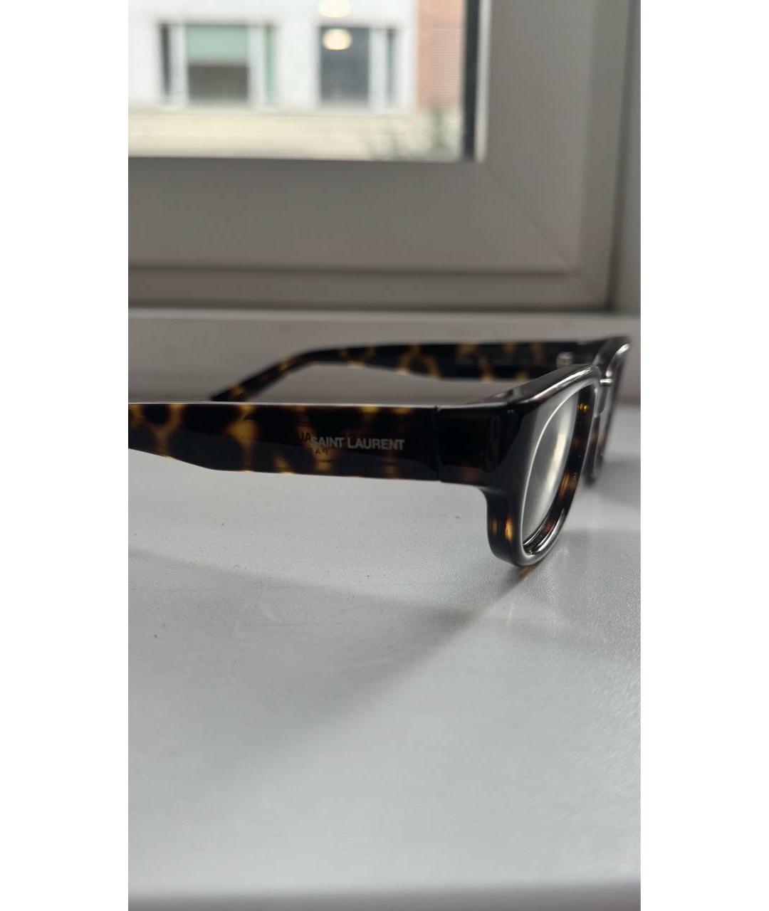 SAINT LAURENT Коричневые пластиковые солнцезащитные очки, фото 3