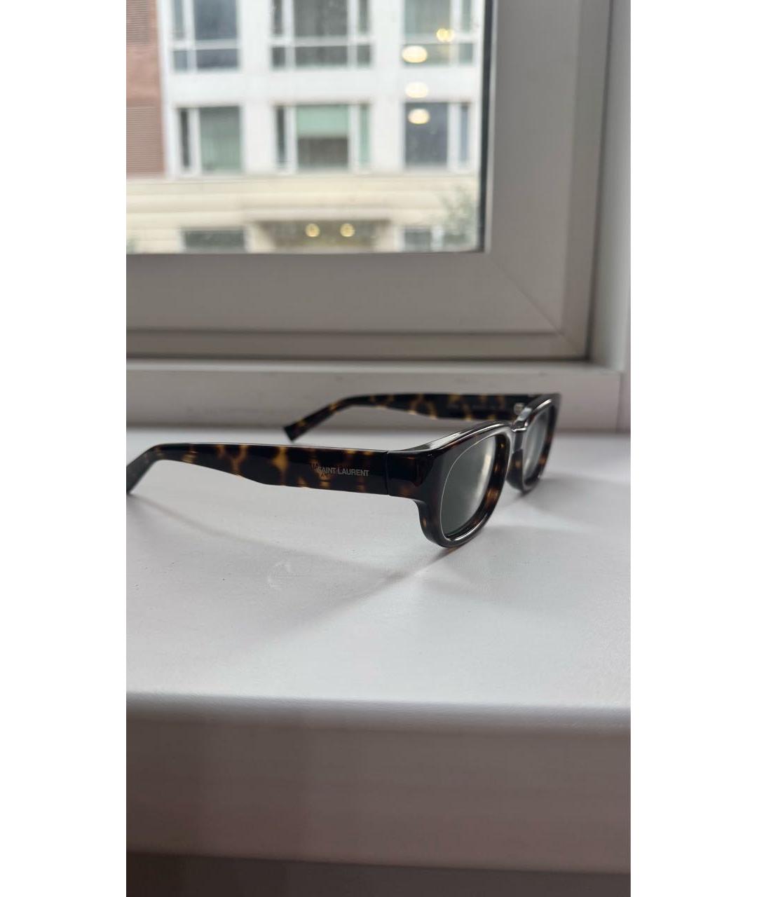 SAINT LAURENT Коричневые пластиковые солнцезащитные очки, фото 2