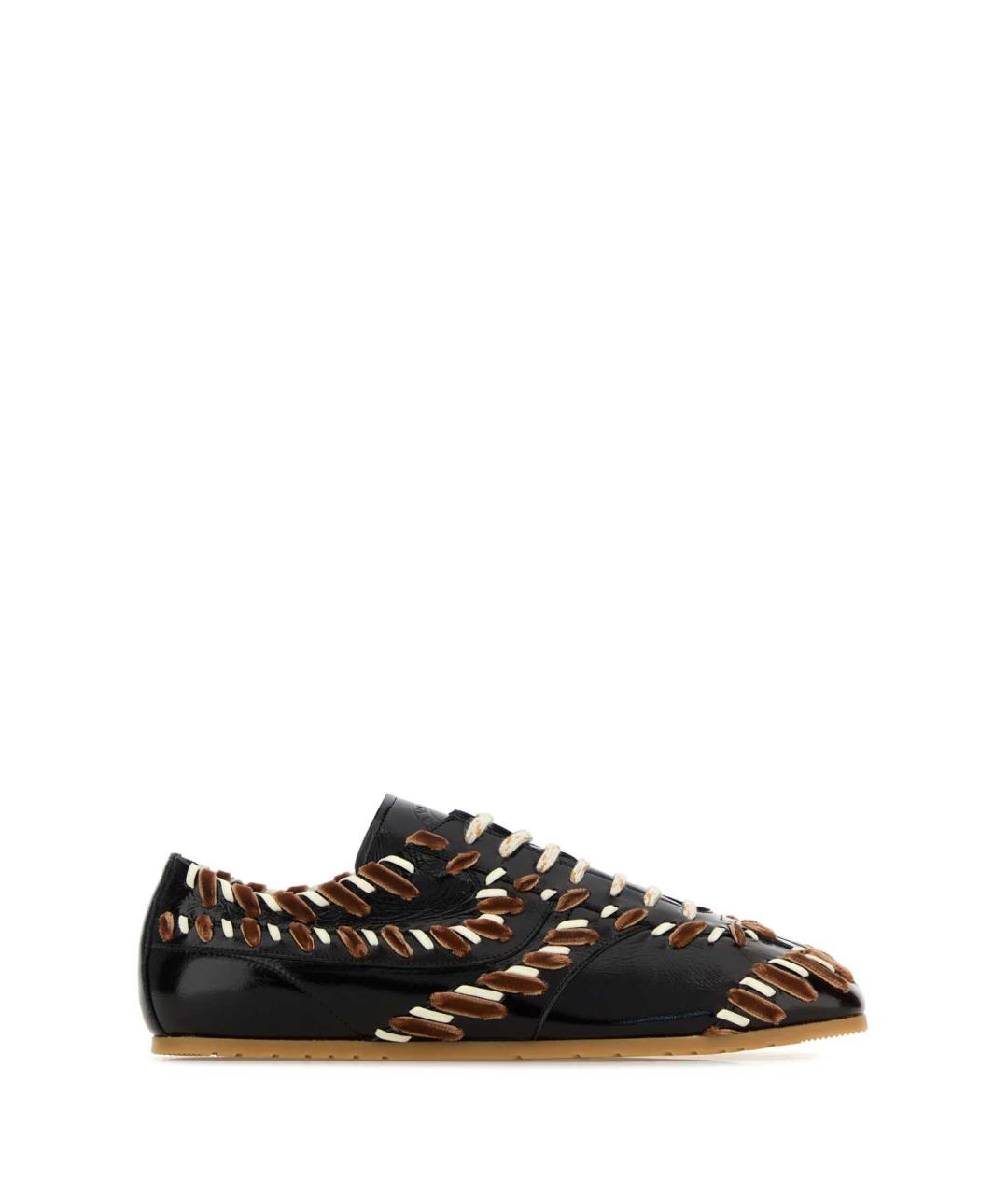 DRIES VAN NOTEN Черные кожаные кроссовки, фото 1