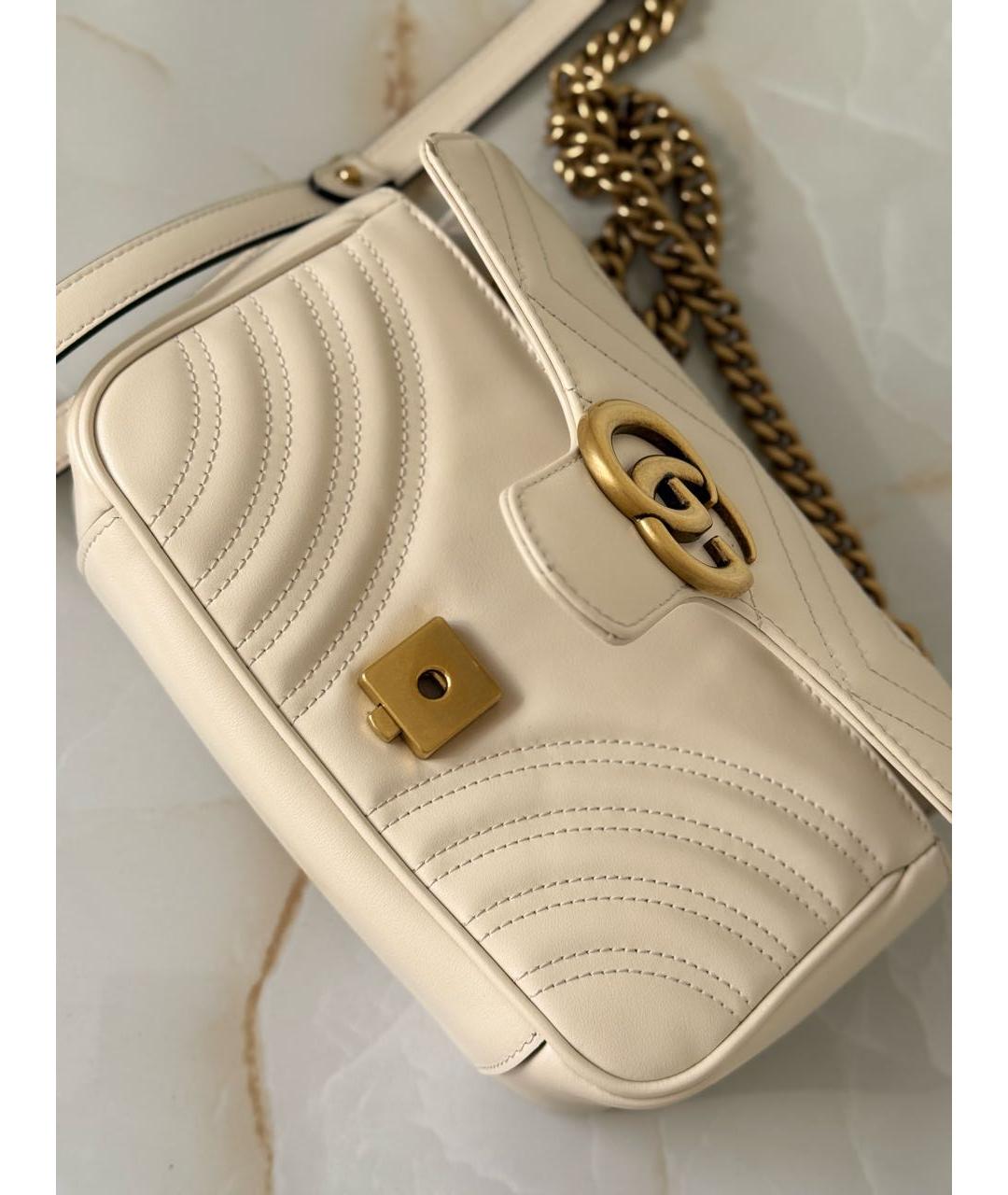 GUCCI Белая кожаная сумка через плечо, фото 6