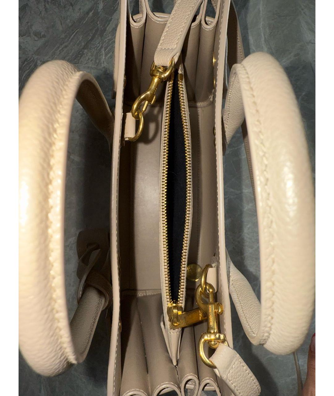 SAINT LAURENT Бежевая кожаная сумка на плечо, фото 4